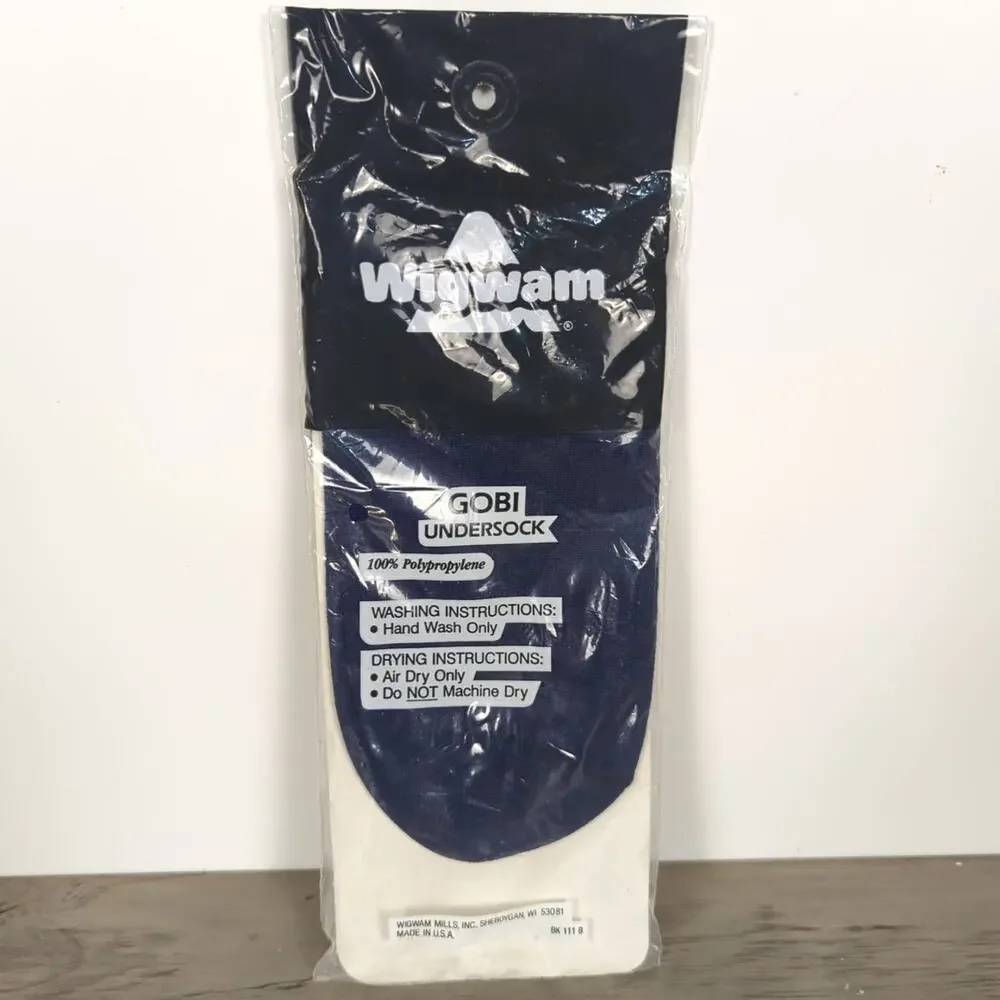 New Vintage Wigwam Gobi Undersock Liner Wick Blue Socks Size 11-13 Shoe Sz 9-12